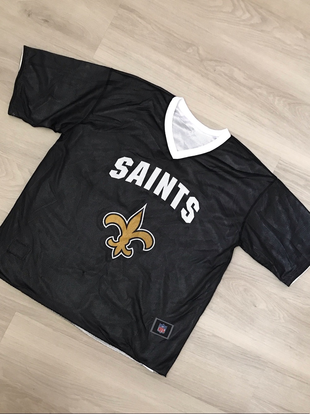 New Orleans Saints Black Mesh Top with Fleur-de-lis